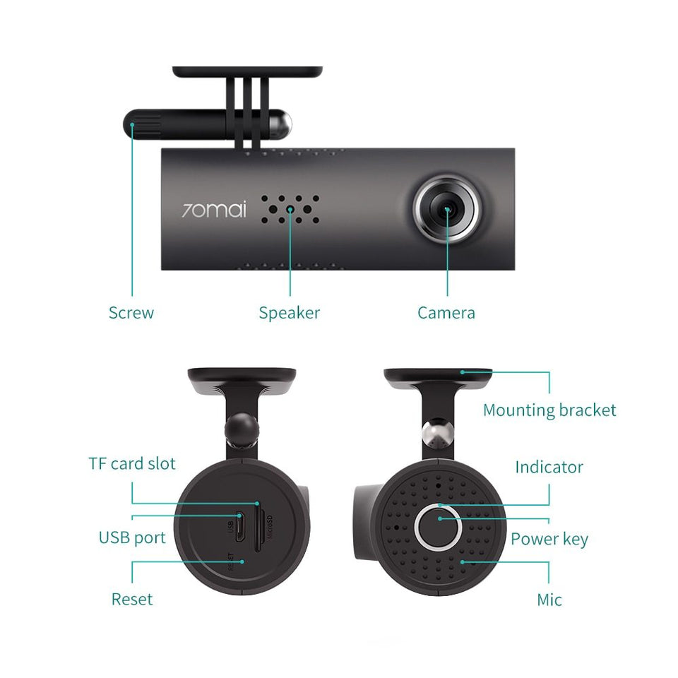 Car Dash Smart WiFi DVR 130 Degree Wireless Cam 1080P FHD